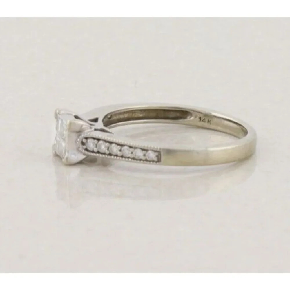 14k White Gold Diamond Ring .36 Carats Engagement Size 6 3/4 - Picture 7 of 8